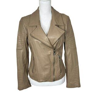 BB DAKOTA Leather Heely Moto Jacket Brown Sz S NWOT